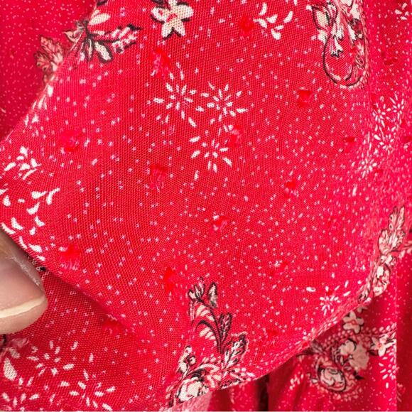 Torrid Maxi Swiss Dot Ruffle Hi-Low Skirt Joy Paisley Adrenaline Rush Red Sz 1X - Picture 9 of 15